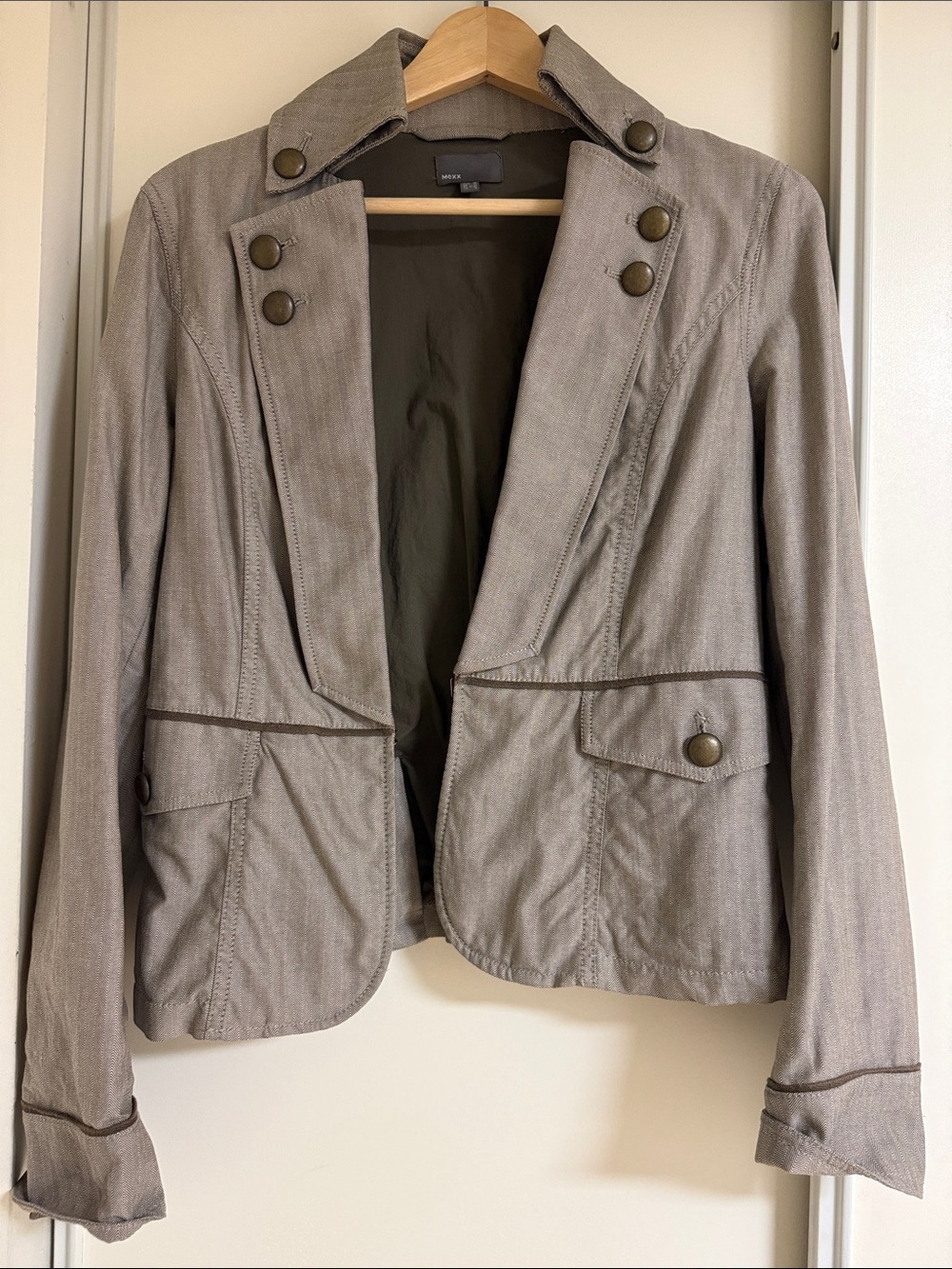 Mexx Women's Light Taupe Utility Jacket with Button Accents